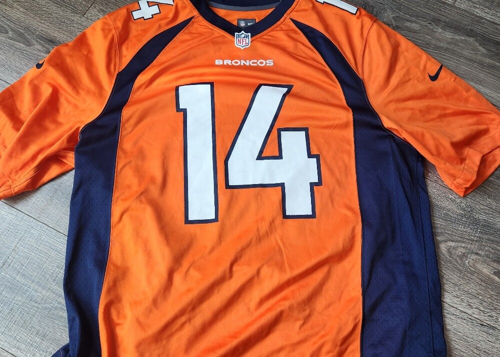 Nike Orange & Navy Broncos #14 Men's Courtland Sutton Jersey